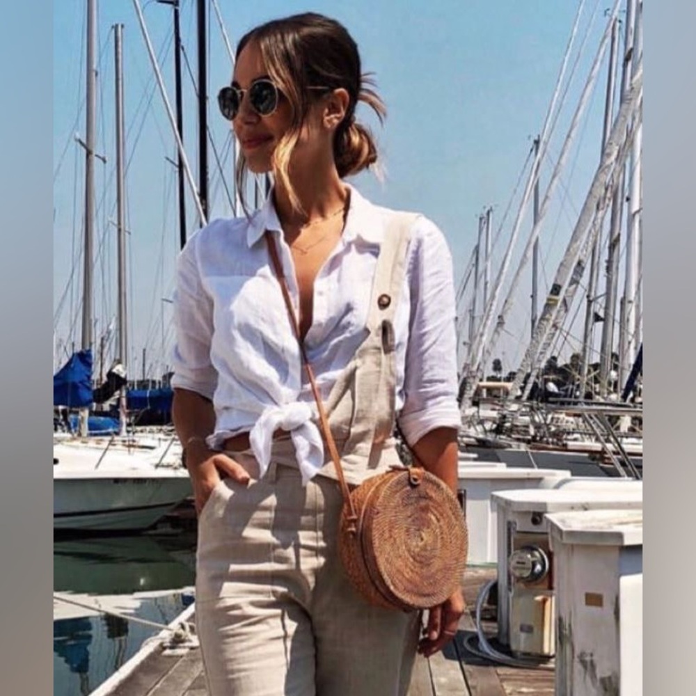 Coachella vibes Rattan straw round bag